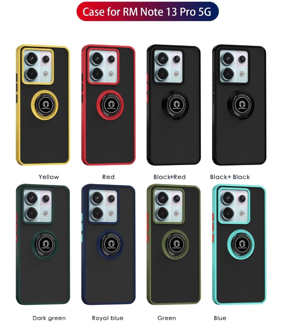 RonRun Cover per Xiaomi 13, 360°Rotante Anello Supporto Case Custodia Antiurto Morbida Paraurti TPU in Silicone Copertura - Cielo Blu