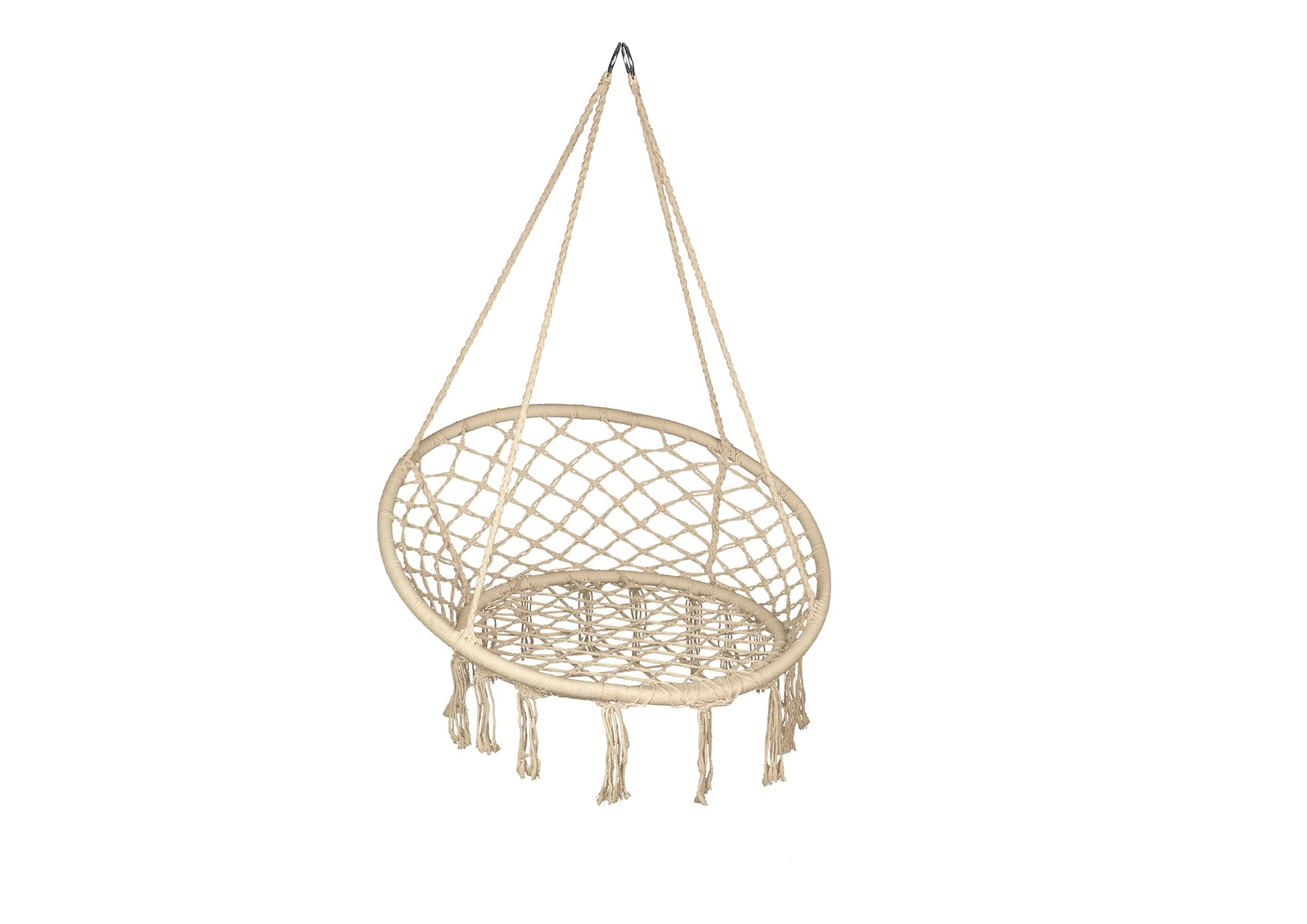Hängesessel Wetterfest bis 150 kg – Indoor & Outdoor Hängestuhl – Hängeschaukel mit 4-Seil-System & Stahlringen – Hängekorb für Balkon, Garten & Wohnzimmer – Robust & Komfortabel