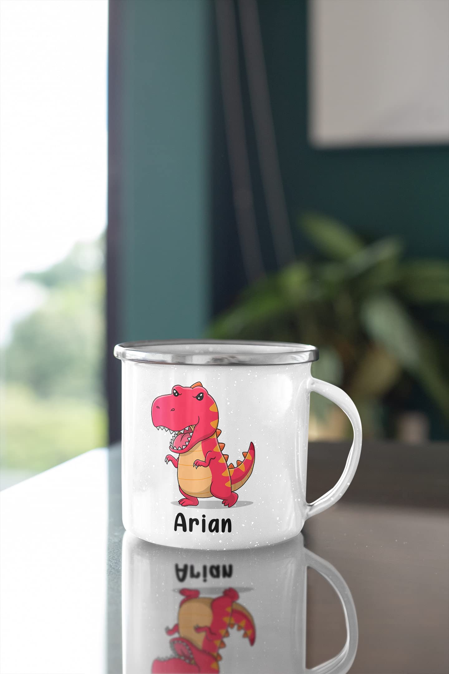 Tazza Smaltata Per Bambini Personalizzata Con Nome E Dinosauro - 300 Ml, Metallo, Lavaggio A Mano - Foto 12