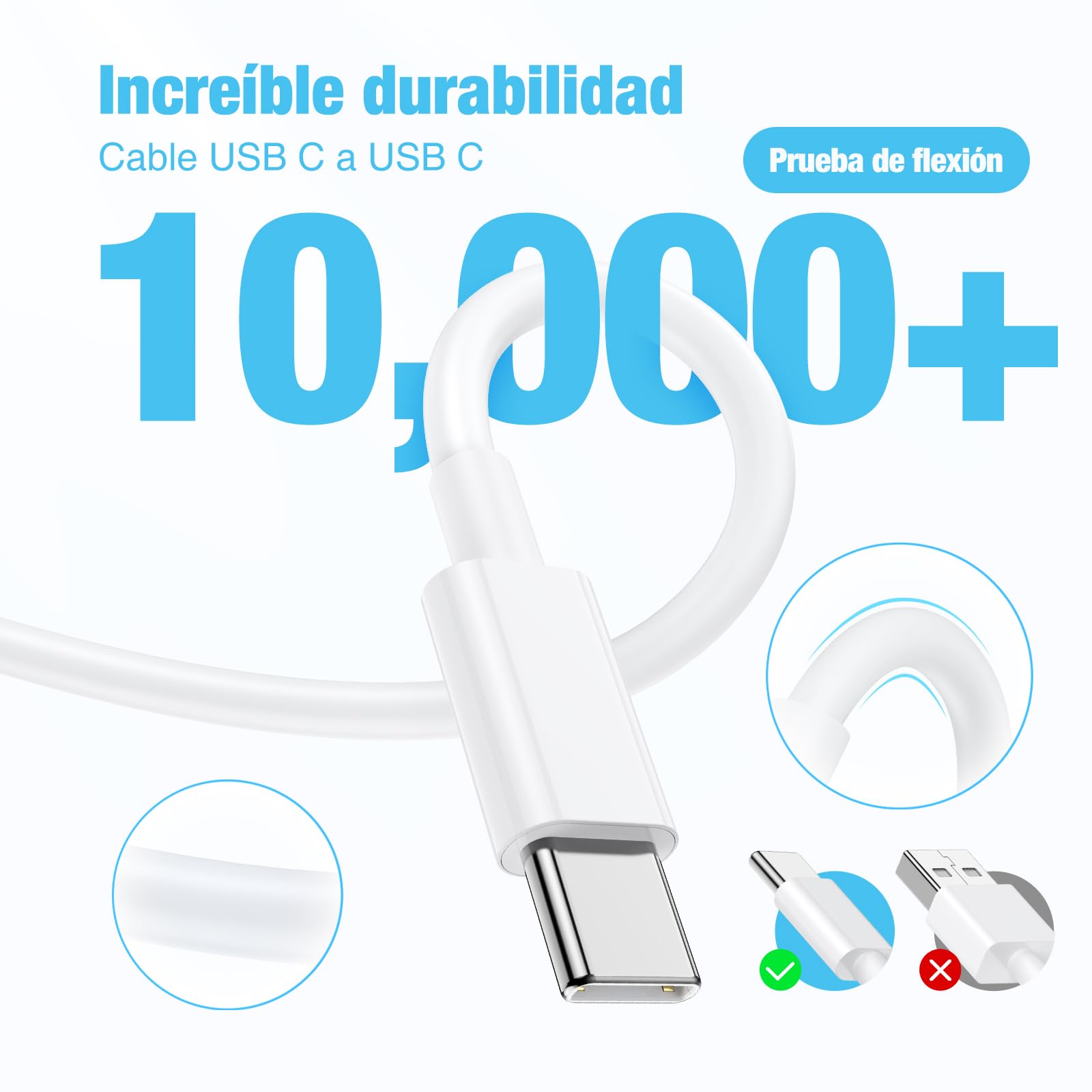 Cargador Carga Rápida USB-C para iPhone 17 16 15 & Cable de Carga Rápida 2M - Adaptador de Enchufe 20W Compatible con iPhone 16e,16/15 Plus,17 Air, 17/16/15 Pro, Pro MAX, Pad — view 6