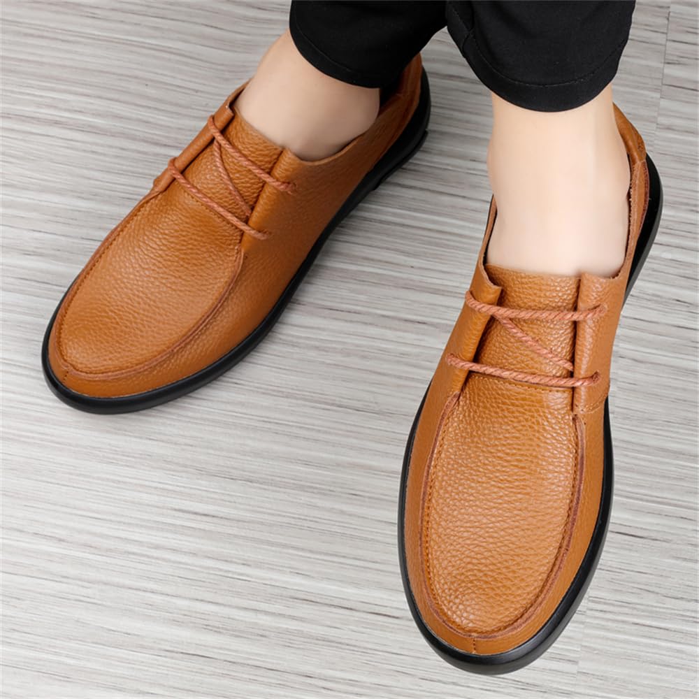 Zapatos de vestir para hombre, mocasines de piel auténtica, cómodos, informales, de negocios, zapatos planos