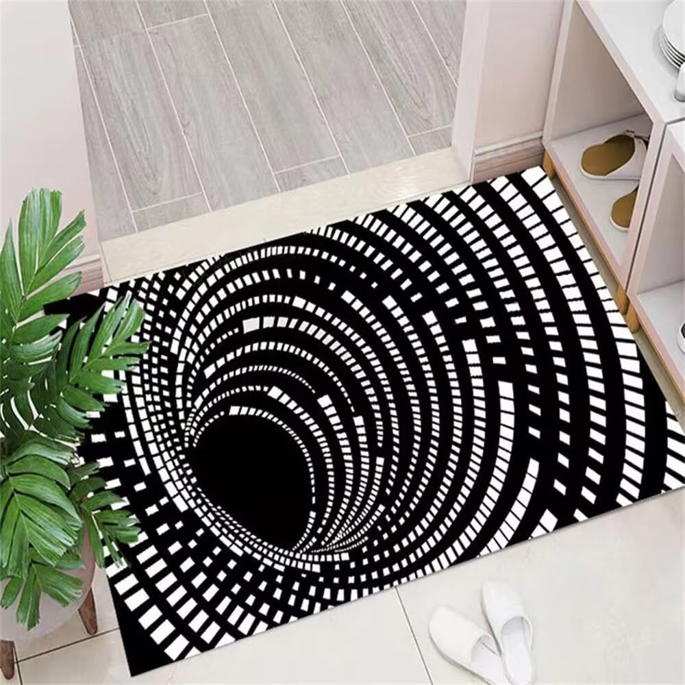 Tapis sol enfant 200x200cm lavable et résistant noir abstrait