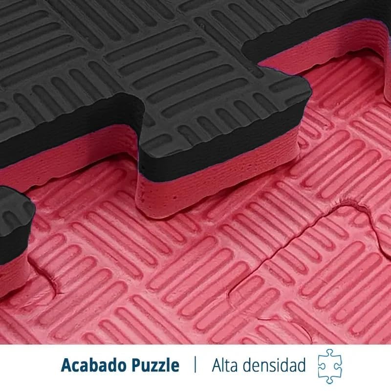 Artatami® Tatami Puzzle 1x1x40 mm Rojo - Negro【1 Unidad】 Profesional Alta Densidad EVA – Tatami 4 cm para Judo, BJJ, MMA y Lucha – Suelo Artes Marciales Antideslizante Premium