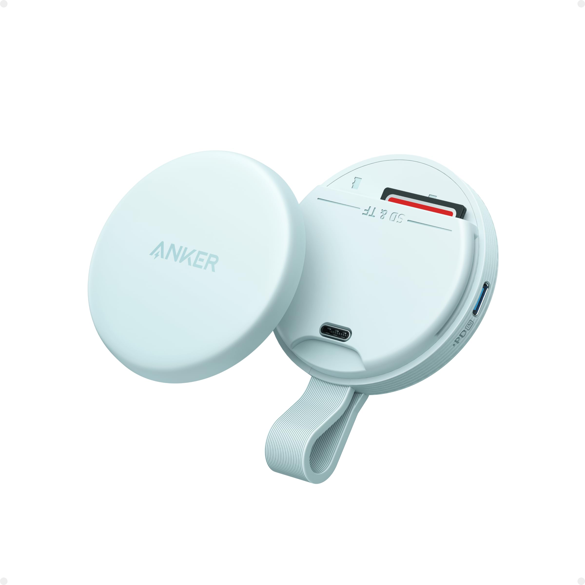 Anker Adattatore USB C, Lettore di schede SD e TF Magnetico Portatile, Cavo Integrato, Compatibile USB-C, Trasferimento Dati Massimo 312MB/s, Upstream 10Gbps, per Fotografia e Video Editing