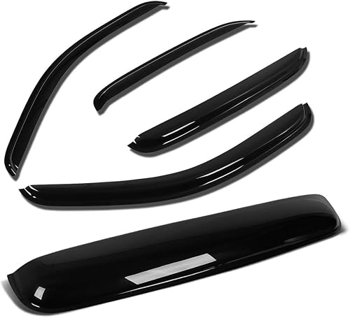 Compatible con Chevy SilveradoGMC Sierra Crew Cab 4 piezas deflector de ventana protector de lluvia + visera de techo solar de 43 pulgadas (humo