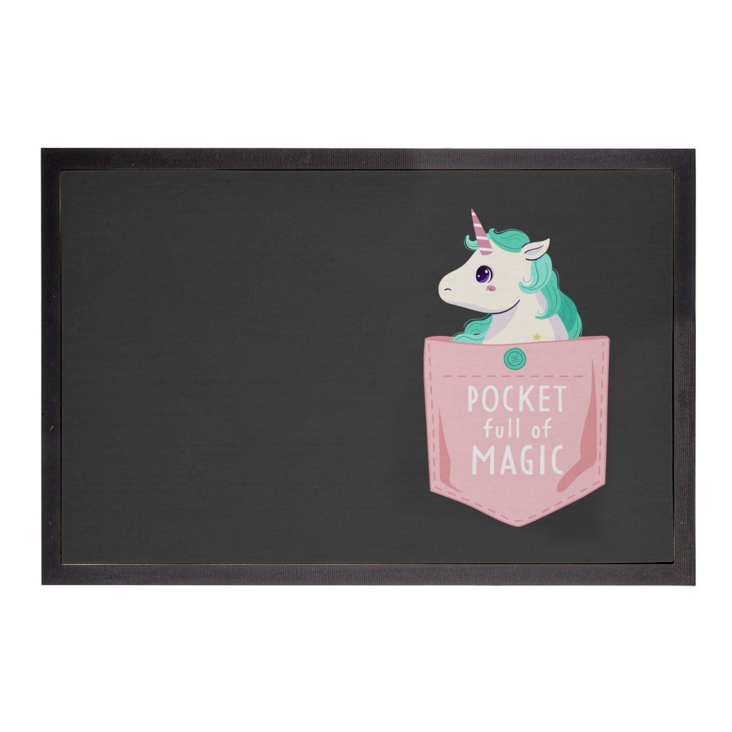 Paillasson noir licorne 75x50cm pour stopper la saleté avec style et originalité