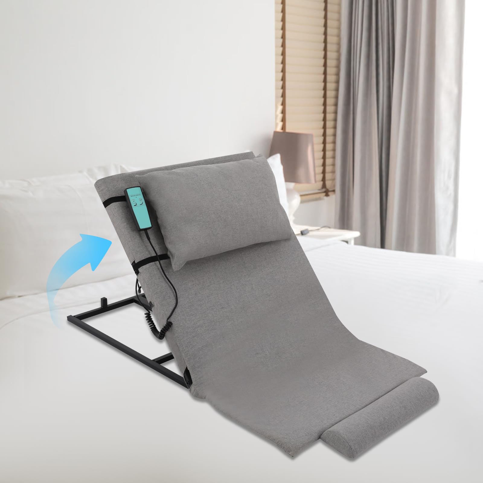Carpeta de cama eléctrica, elevación de pecho ajustable con mando a distancia con cable, soporte para la espalda para la cama, para adultos, ayuda de levantamiento para ancianos, movilidad