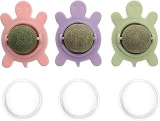 POPETPOP Bolas De Catnip Para Gatos 3 Pçs Bolas De Catnip Em Forma De Tartaruga Comestíveis Para Gatos Brinquedos De Parede Rotativos Para Gatos Internos Bola De Limpeza De Dentes