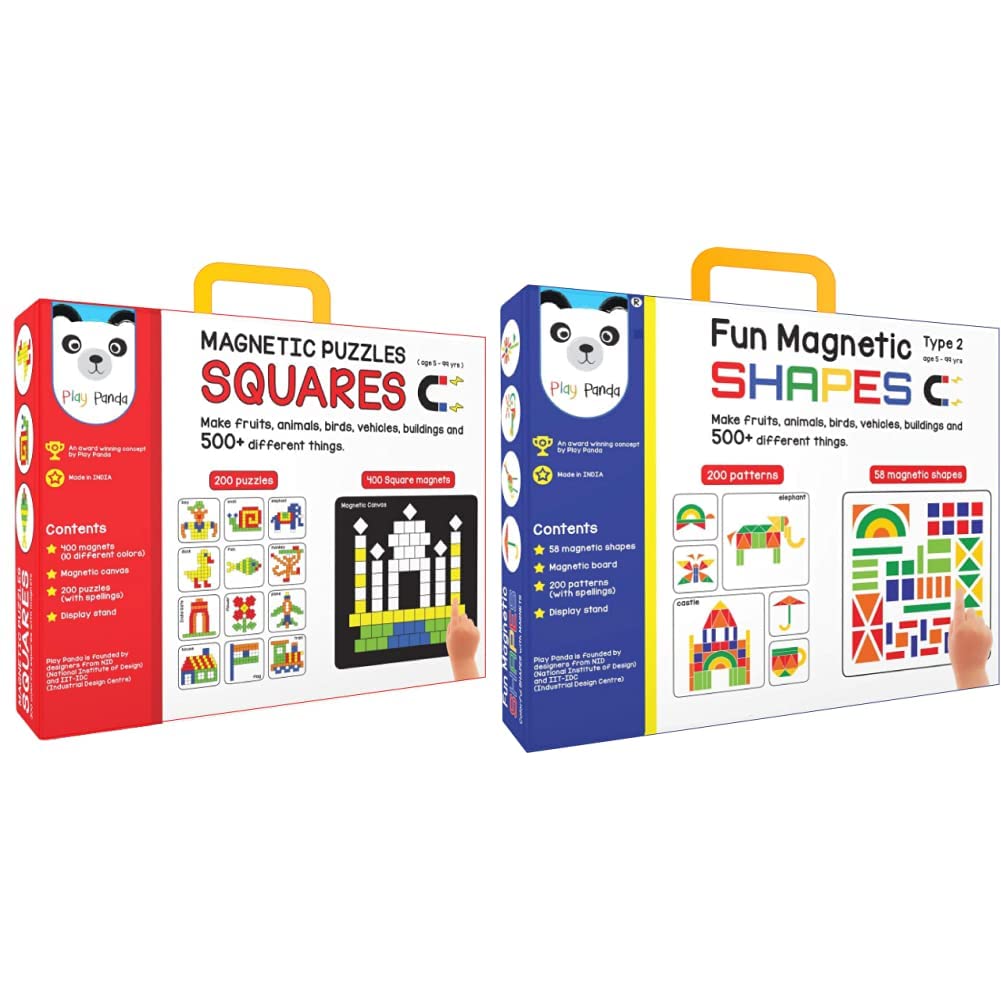 Play Panda Kid Magnetic Puzzles Squares - 400 Colorful Magnets & Fun Magnetic Shapes (Junior) : Type 2 with 58 Shapes (B0BMTWRTND) Amazon Price History, Amazon Price Tracker