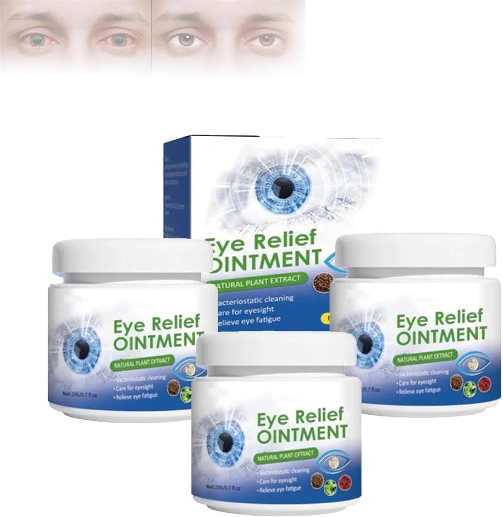 AEXZR Eye Relief Ointment, Night Dry Eye Ointment, Quickly and Effectively Relieves Eye Fatigue, Dryness, Redness and Soreness, for Dry Eyes at Night (3Pcs)