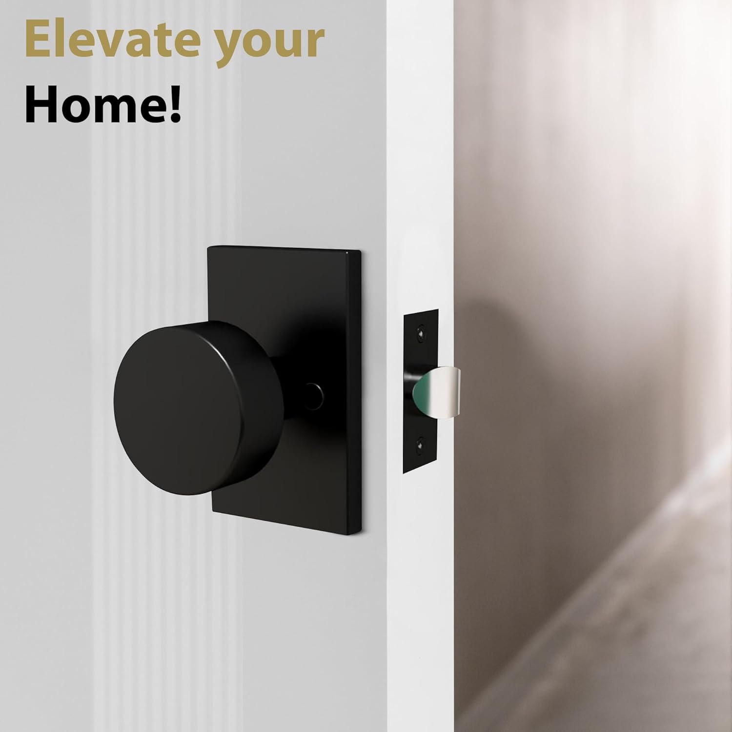 mega handles laura privacy door knobs - 1 pack reversible interior matte black door knob, heavy duty bed and bath door knobs with privacy lock, fits all standard door sizes - matte black charcoal 1 pack privacy