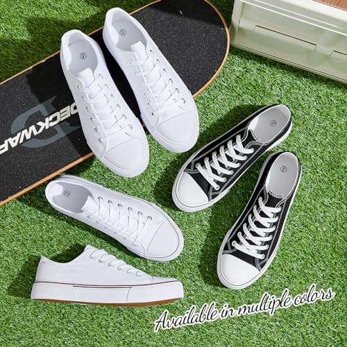 Adokoo Canvas Tennis Shoes For Men Low Top Casual White Black Sneakers For Men Lace Up Fashion Comfortable Walking Shoes thumb #4