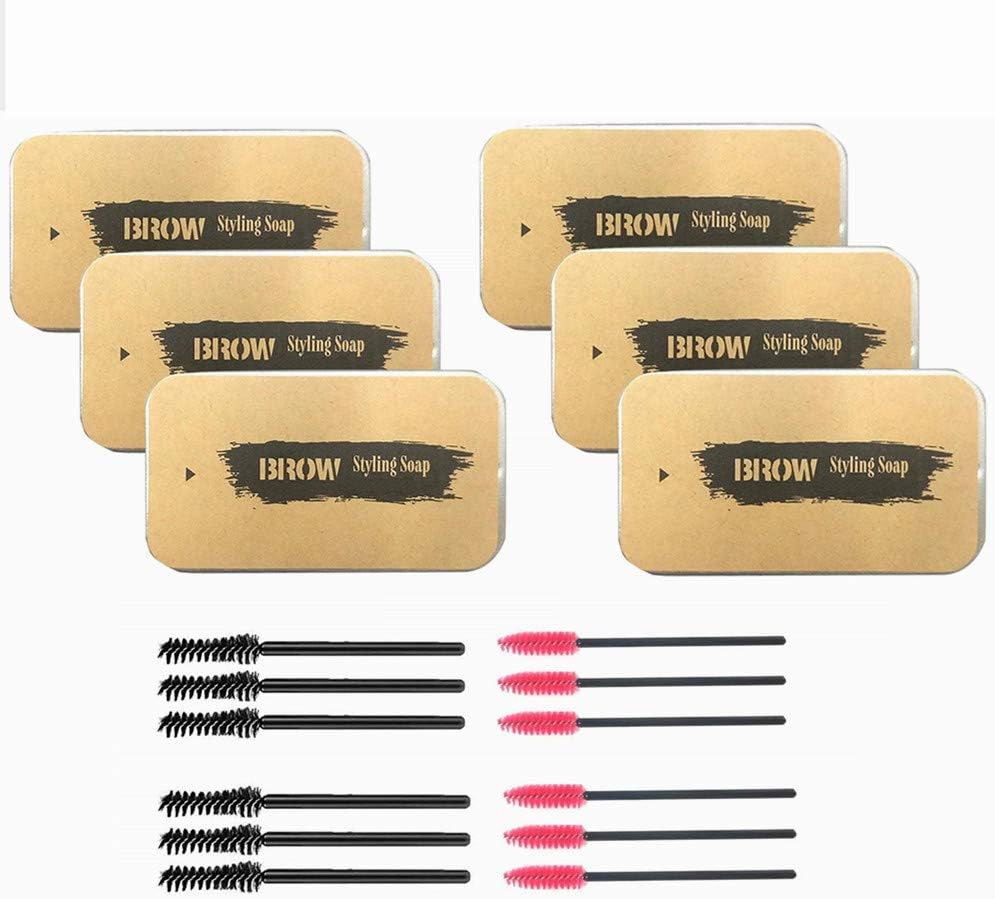6 Pack Eyebrow Soap Kit,Brows Styling Soap,Long Lasting Waterproof Smudge Proof 3D Feathery