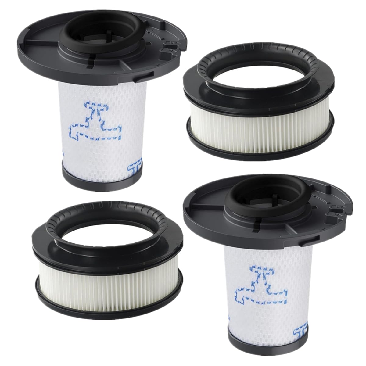 YanBan Lot de 4 filtres d'aspirateur réutilisables compatibles avec Rowenta X-Force Flex 11.60, 12.60, 14.60 et 15.60 (2 filtres pré-et 2 filtres post-moteur), remplace ZR009007 et ZR009008