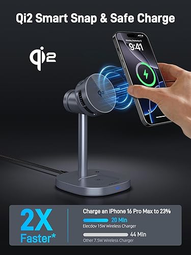 Miniatura 3 de Cargador inalámbrico para Apple con ventilador de refrigeración, estación de carga magnética 3 en 1, estación de carga inalámbrica certificada Qi2