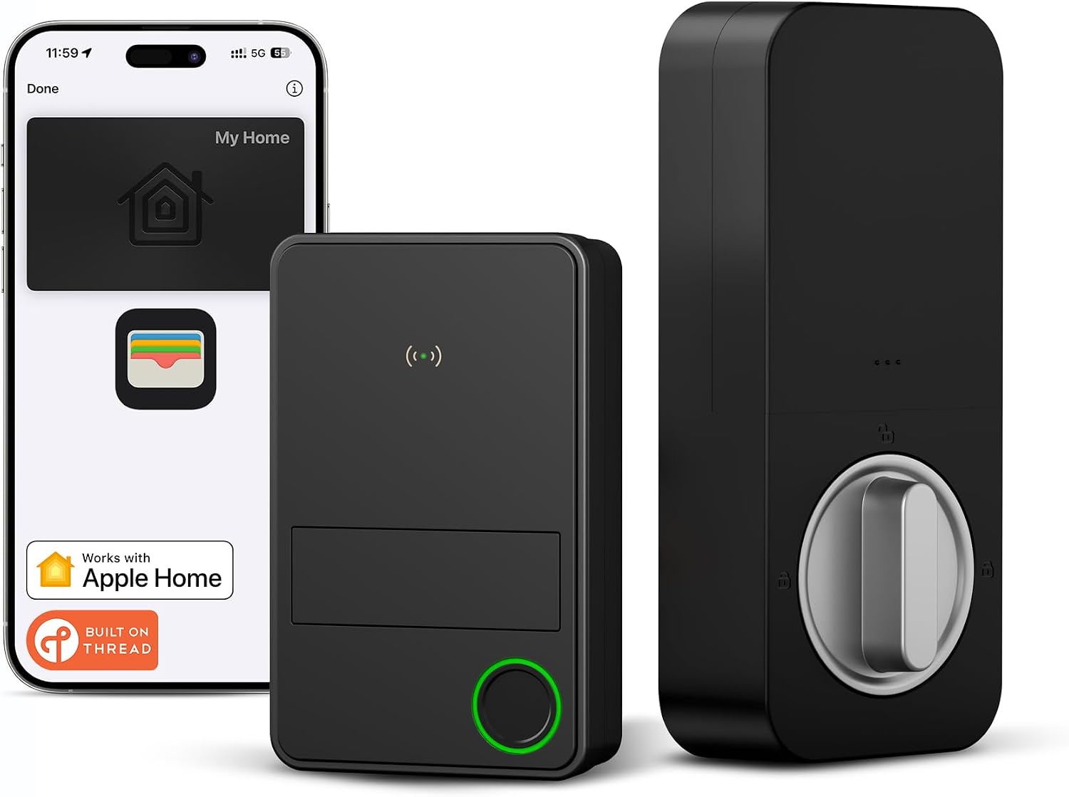 X3 Smart HomeKit Keyless Entry Fingerprint Door Lock, Black | with Apple Home Key, 8xAA Alkaline Batteries, Works with HomeKit Over Thread, 5 Ways to Unlock, IP65 Weatherproof