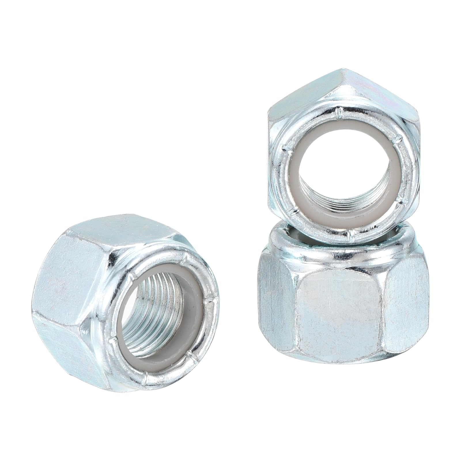 Kozelo 20Pcs Nylon Locking Hex Nuts - [1/2"-13], Carbon Steel Hardware Nuts, Blue and White, for Automotive, Aerospace, Industrial Applications Use