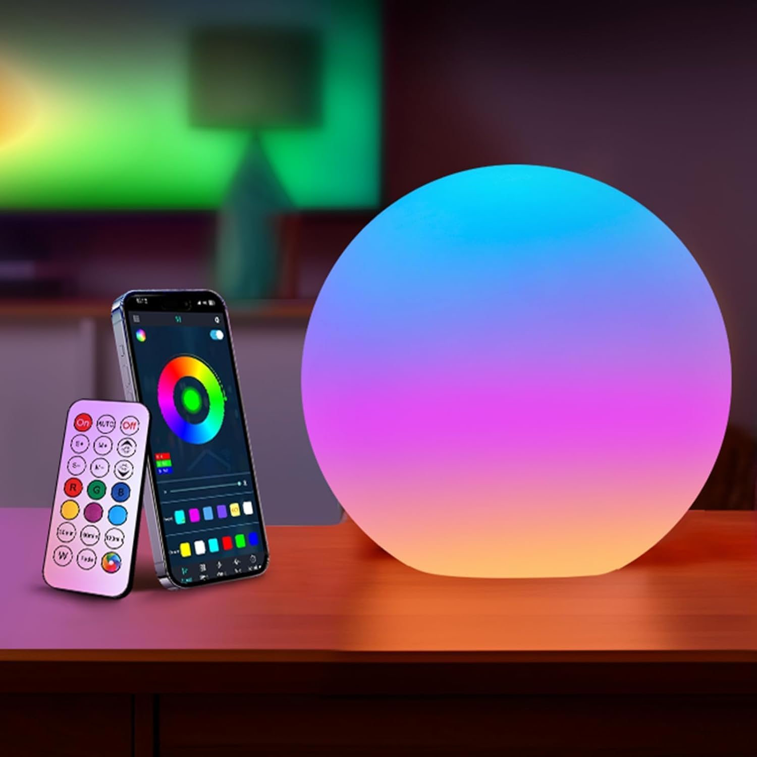 LOFTEK Color Changing Night Light, Smart LED Lamp with Bluetooth APP and Remote Control, 220 Scene Modes, 8-inch RGB Ball Mood Lighting for Living Room (Corded Electric) LOFTEK Color Changing Night Light, Smart LED Lamp with Bluetooth APP and Remote Control, 220 Scene Modes, 8-inch RGB Ball Mood Lighting for Living Room (Corded Electric)