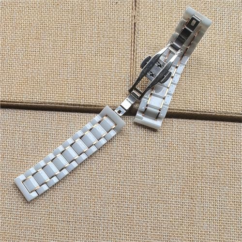 Bracelet montre céramique blanche 20mm 22mm boucle déployante acier