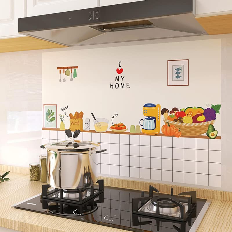 JAAMSO ROYALS I Love My Home Design Vinyl Self Adhesive Peel and Stick Oil Proof Rust Proof Kitchen Wallpaper for Home Decor (200 CM X 60 CM)