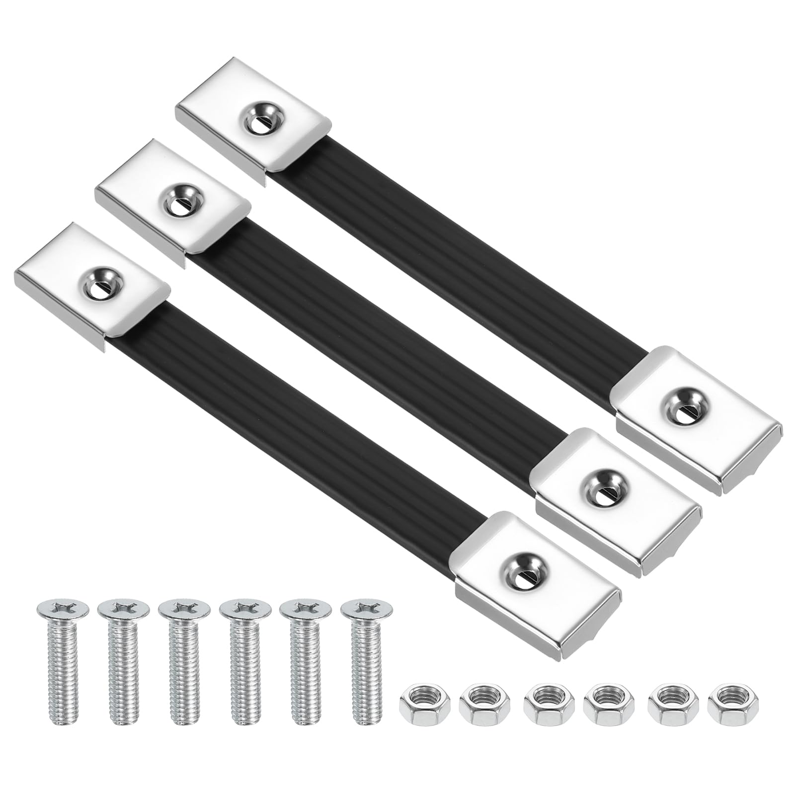 PATIKIL 3 Pièces Poignées à Sangle 8 Pouces pour Enceintes, Poignée de Tirage Coque Métalliques Boucle Sangle Quincaillerie pour Coffret de Transport d'Enceinte, Argent