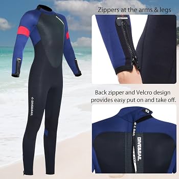 Combinaison Plongée 5mm Homme Avec Capuche – Fermeture Devant, Cordon Poignet – Surf, Plongée, Snorkeling