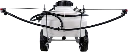 Miniatura 4 de Brinly ST-152BH-A Remolque autoalmacenable detrás del césped y el jardín rociador con pluma plegable, 15 galones, blanco mate