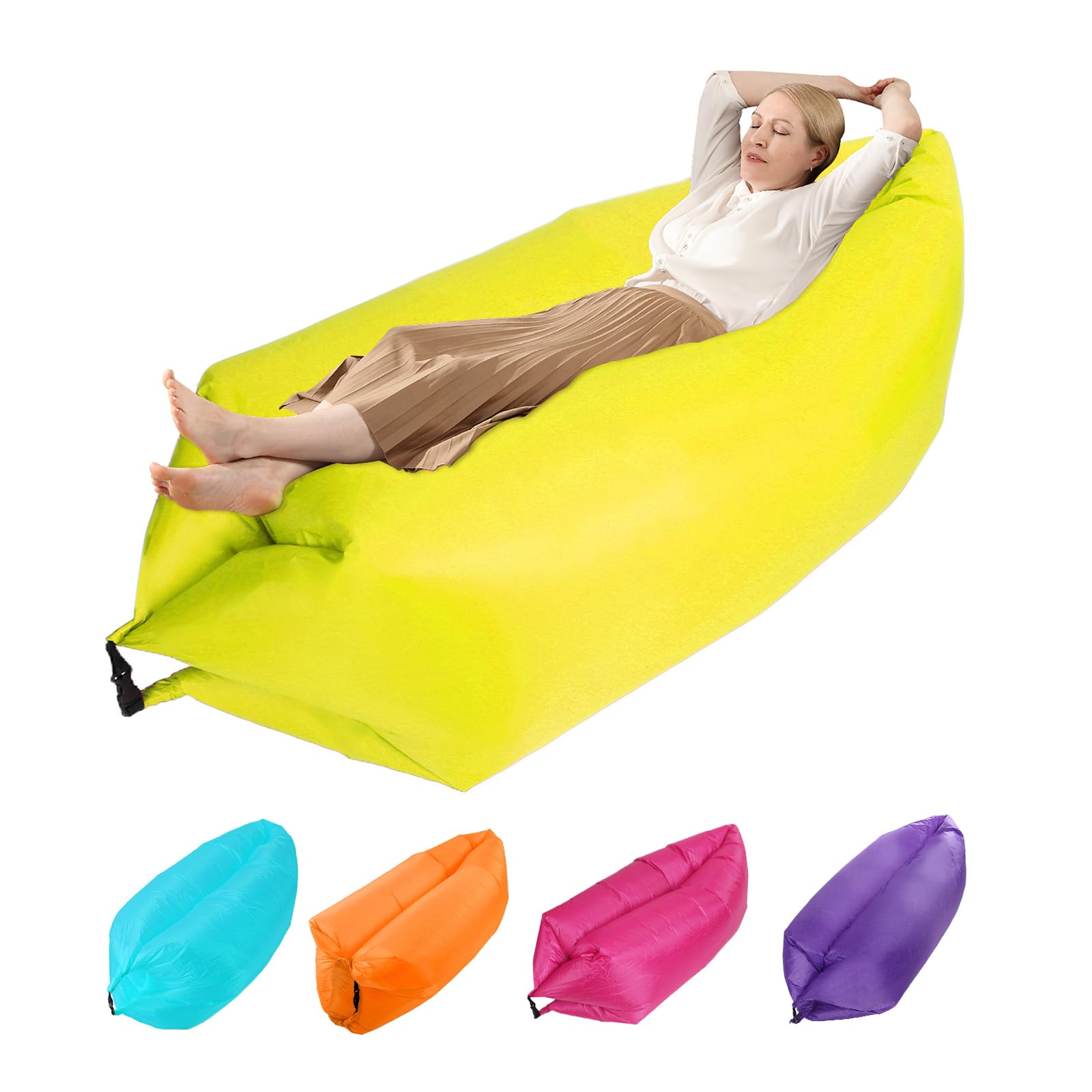 plplaaoo Inflatable Lounger Inflatable Couch for Travelling,Outdoor Camping Beach Chair,Inflatables Loungers Portable Foldable Air Sofa Matress for Outdoor Camping Beach Part (yellow)