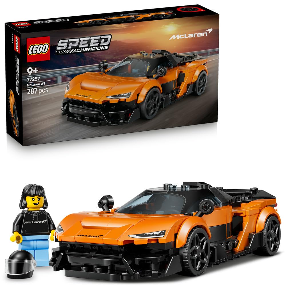 LEGO Speed Champions McLaren W1 77257 | Model samochodu McLaren, zabawka dla 9-latka, prezent dla chłopców i dziewczynek, zestaw klocków dla dzieci, 287 elementów