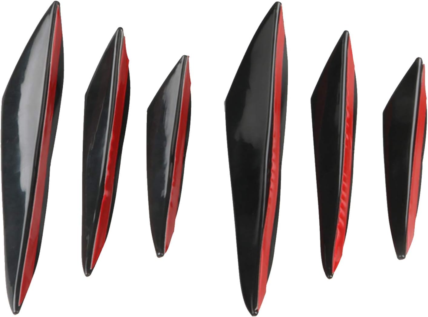 Nlmayt Front Bumper Lip Fin Bumper, 6pcs Bumper Splitter Spoiler, Lip Splitter Fin Canard Splitter, Body Spoiler Canards for Universal Car, Black