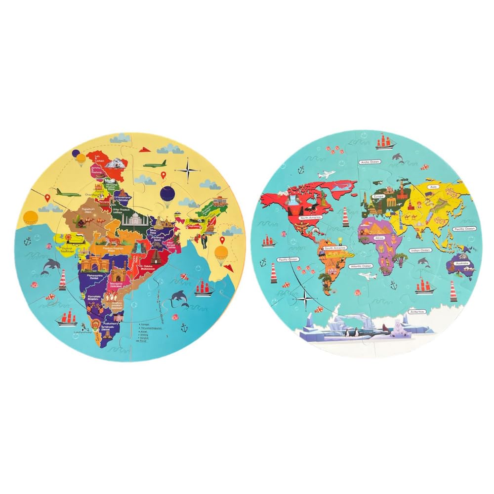 Kitoy'S Map Mastermind Puzzle | Foam India & World (Set Of 2)-3 Years And Up For Kids