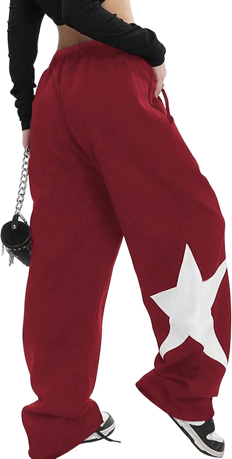 ZAFUL Womens Wide Leg Sweatpants Y2K Gothic Graffiti High Waisted Lounge Pants Athletic Joggers Pants with Pockets