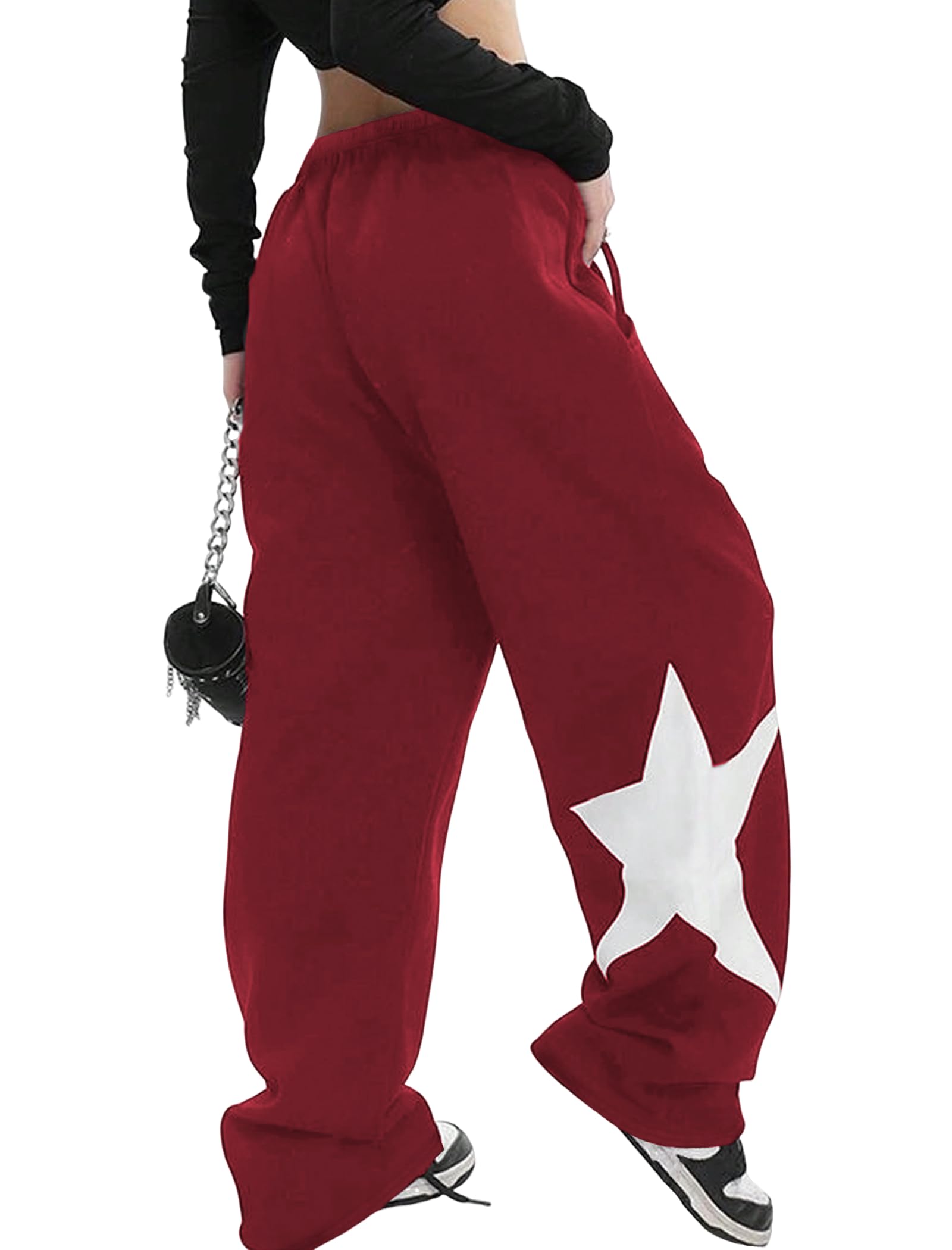 Photo 1 of ** MINOR DAMAGE TO STAR *** ZAFUL Womens Wide Leg Sweatpants Y2K Gothic Graffiti Sweat Pants