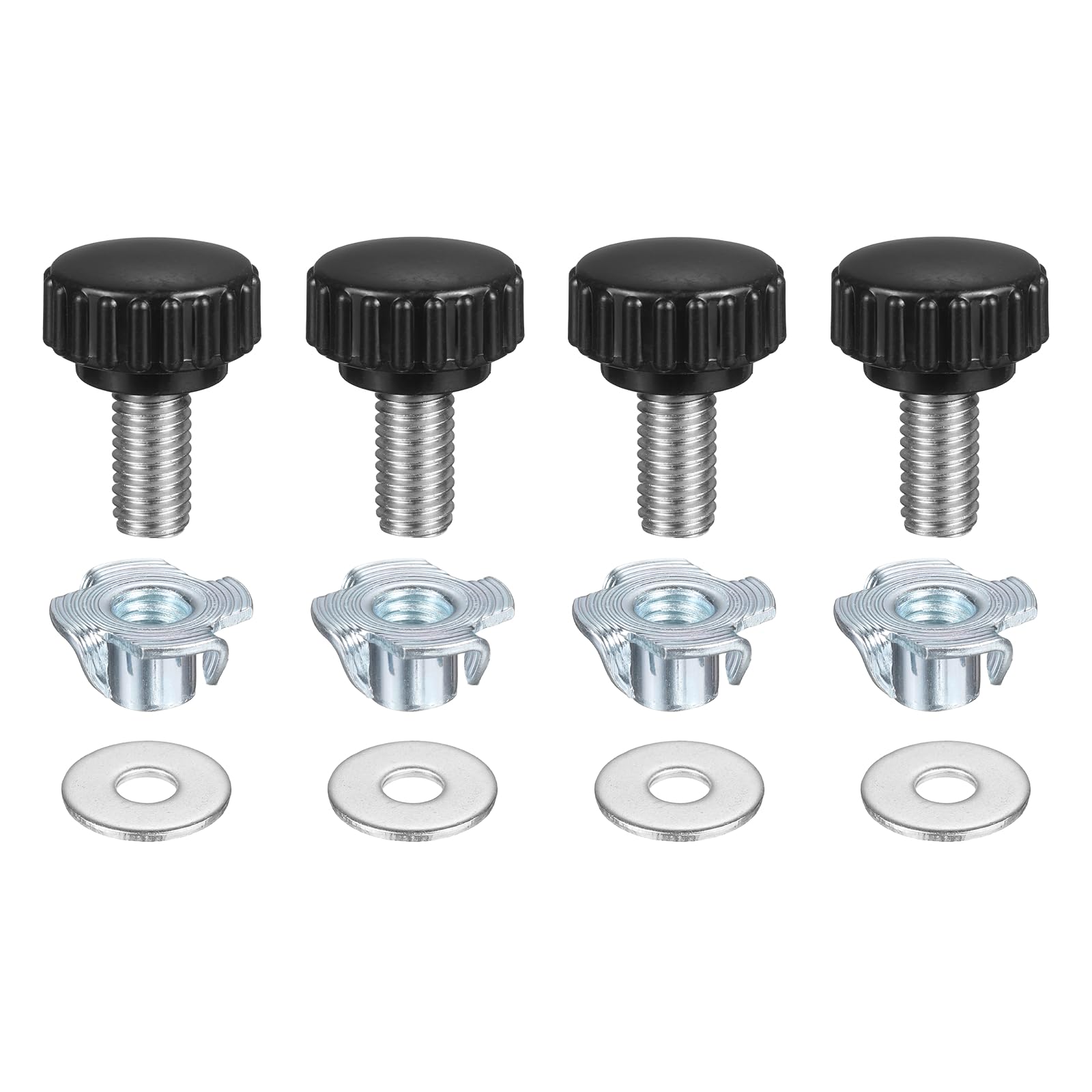sourcing map 4 Pcs M8 x 20mm Knurled Clamping Knobs 22mm Head with Washers & T-Nuts