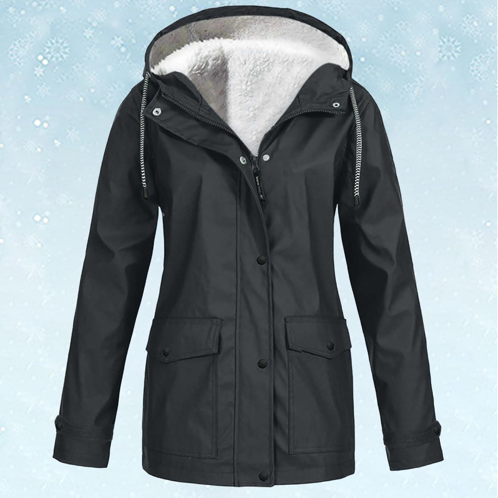 Generisch Damen Winter Fleecejacke Outdoor Wanderbekleidung Kapuzenjacke Hardshelljacke