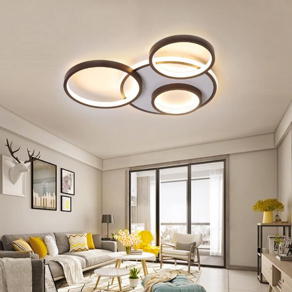 Nowoczesna lampa sufitowa LED możliwością przyciemniania lampa wisząca z pilotem okrągły żyrandol lampa do salonu akrylowy abażur sypialnia jadalnia kuchnia biurowe sali oświetlenie,4 heads