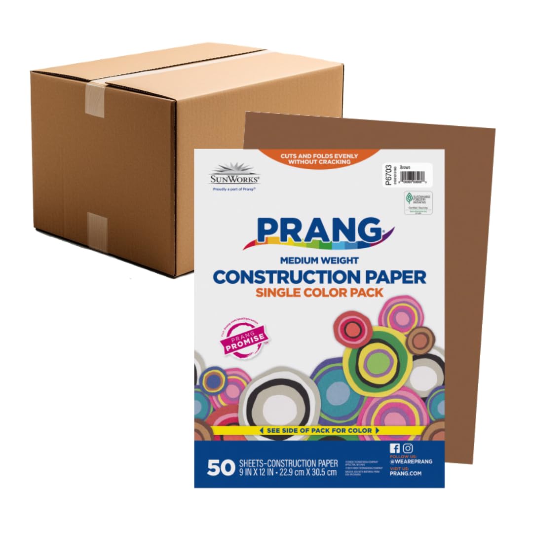 Prang Construction Paper, 9" x 12", Brown, 50/Pack, 50 Packs