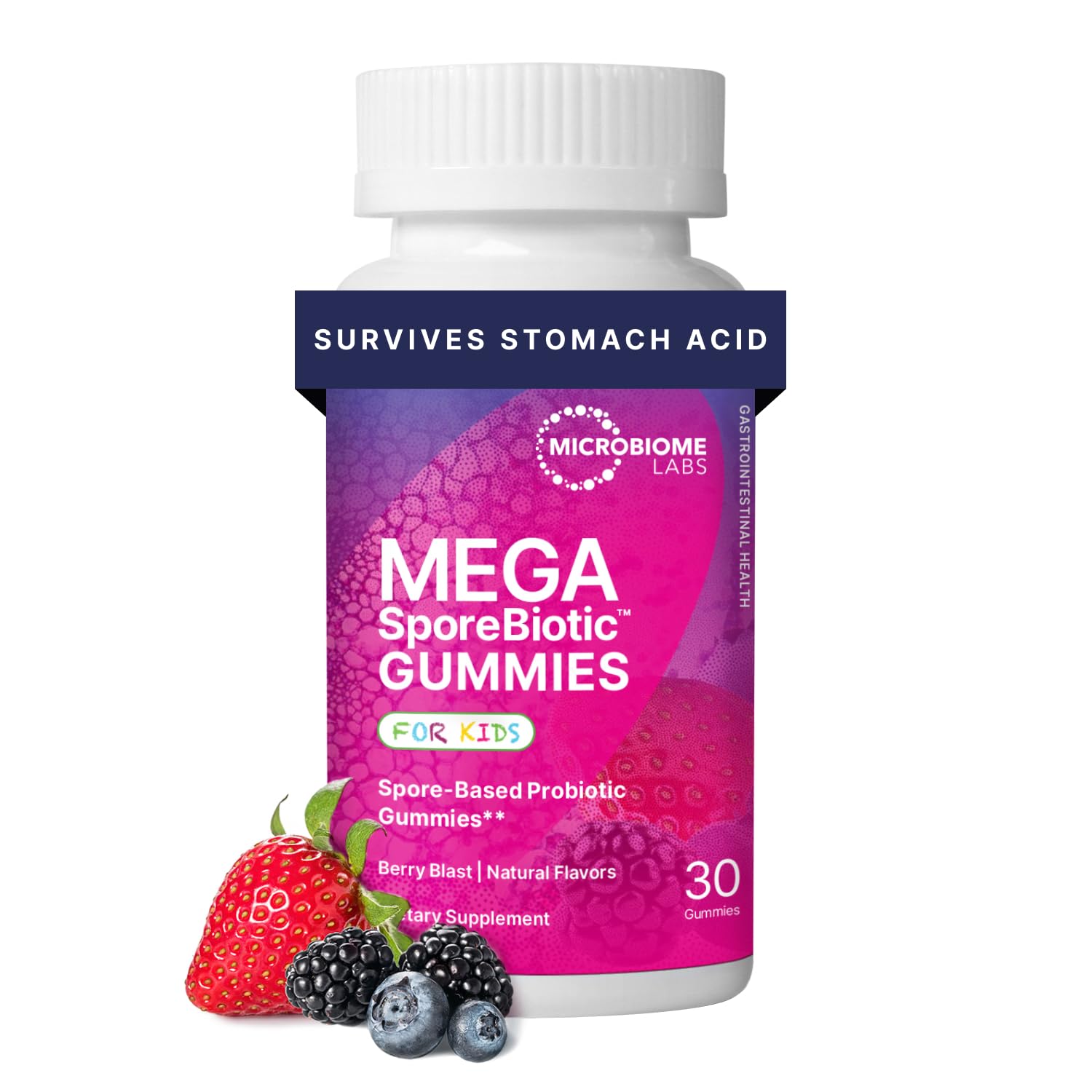 MegaSporeBiotic Kids Probiotic Gummies, Berry Flavour, 30 Count