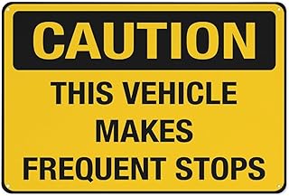 This Vehicle Makes Frequent Stops Sign 12 X 8 Inches Aluminum Metal Warning Signage With Symbol For Indoor Outdoor Use