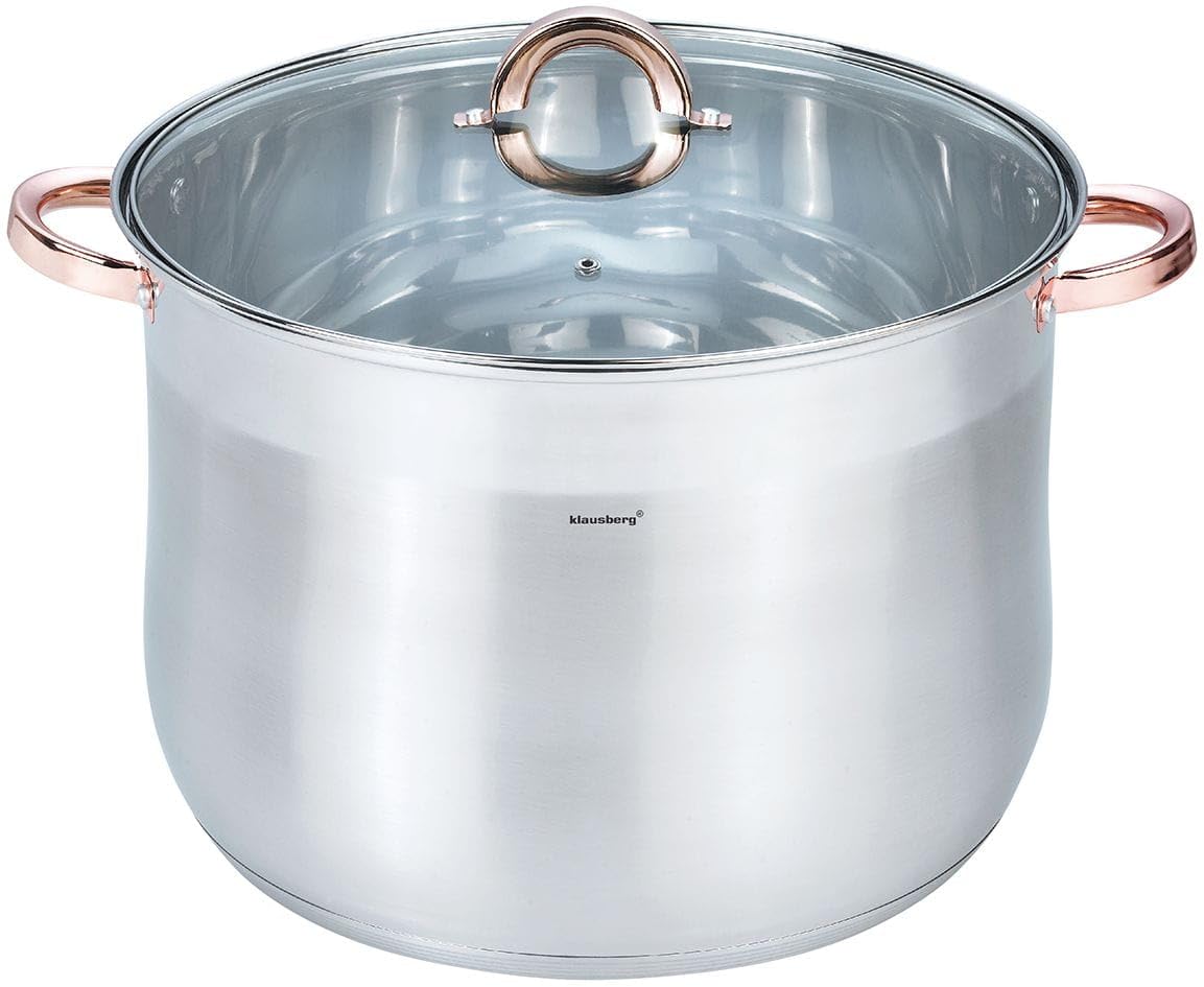 Olla de acero Klausberg de 34cm y 22,4 litros con tapa KB-7798 para cocinas de gran volumen