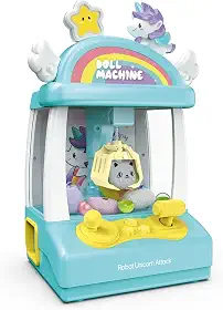 Mini Máquina de Pegar Bichinhos de Pelúcia Infantil Brinquedo com Som e Luz Garra