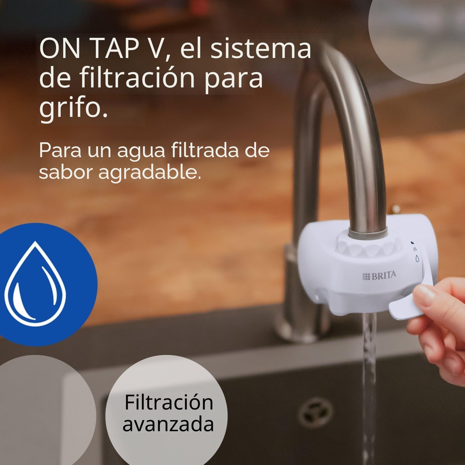 BRITA Pack de 3 filtros de agua on Tap V (= 4 meses de filtración) – para agua filtrada al gusto agradable al instante, directamente desde tu grifo de cocina.