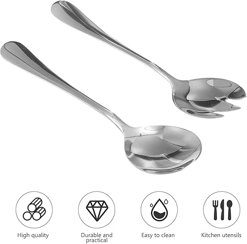 Miniatura 3 de Gatuida Servidores de ensalada juego de servir ensaladas de acero inoxidable servidores de ensalada cuchara de ensalada tenedor de ensalada paquete