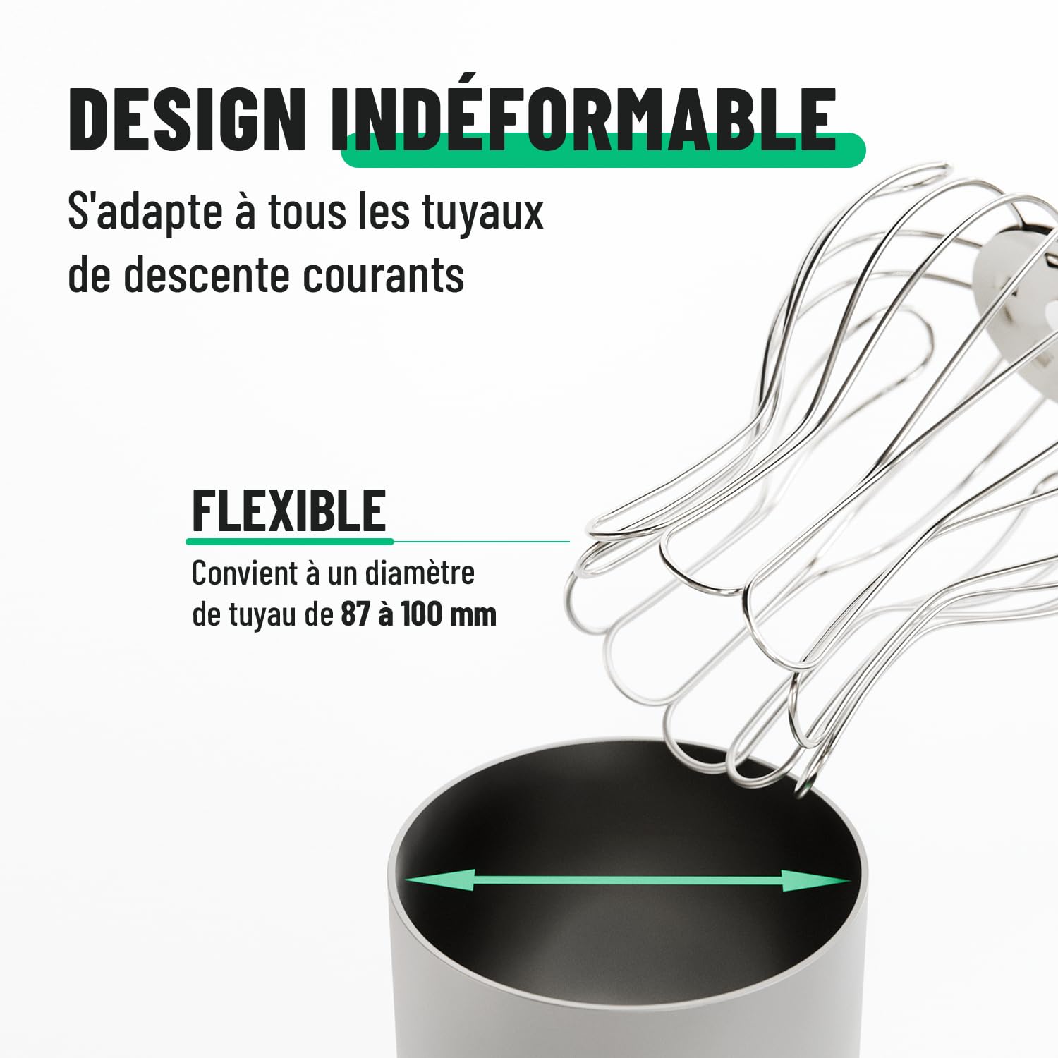greate 2x Protection anti feuille gouttière en acier inoxydable, réglable de 87 à 100 mm - crapaudine de gouttière - filtre gouttiere, crepinette gouttiere