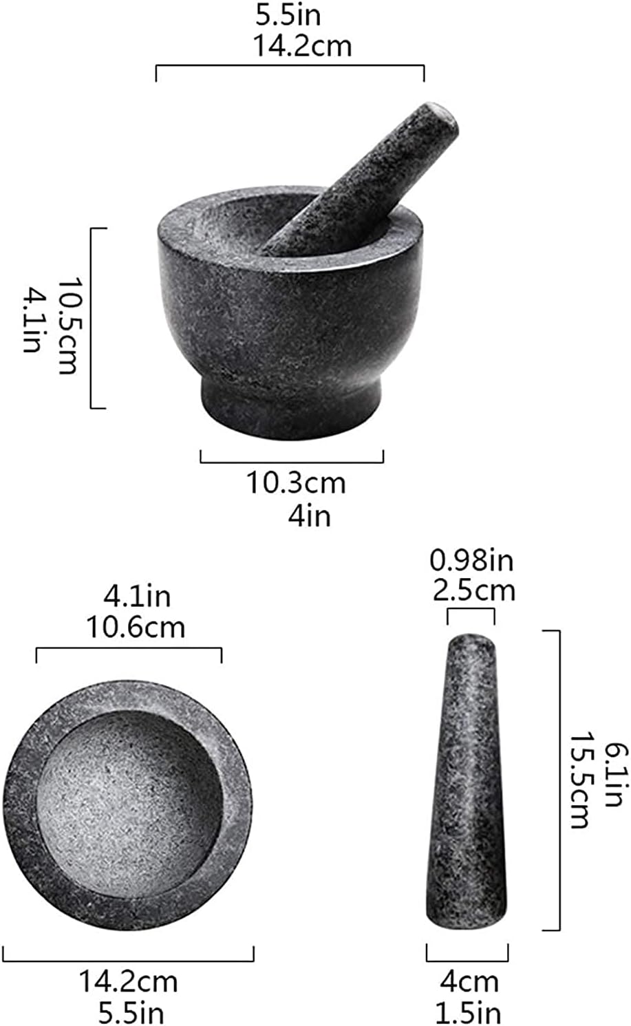 Mortar and Pestle Set Natural Marble Guacamole Bowl Manual Retro Pestle Mortar
