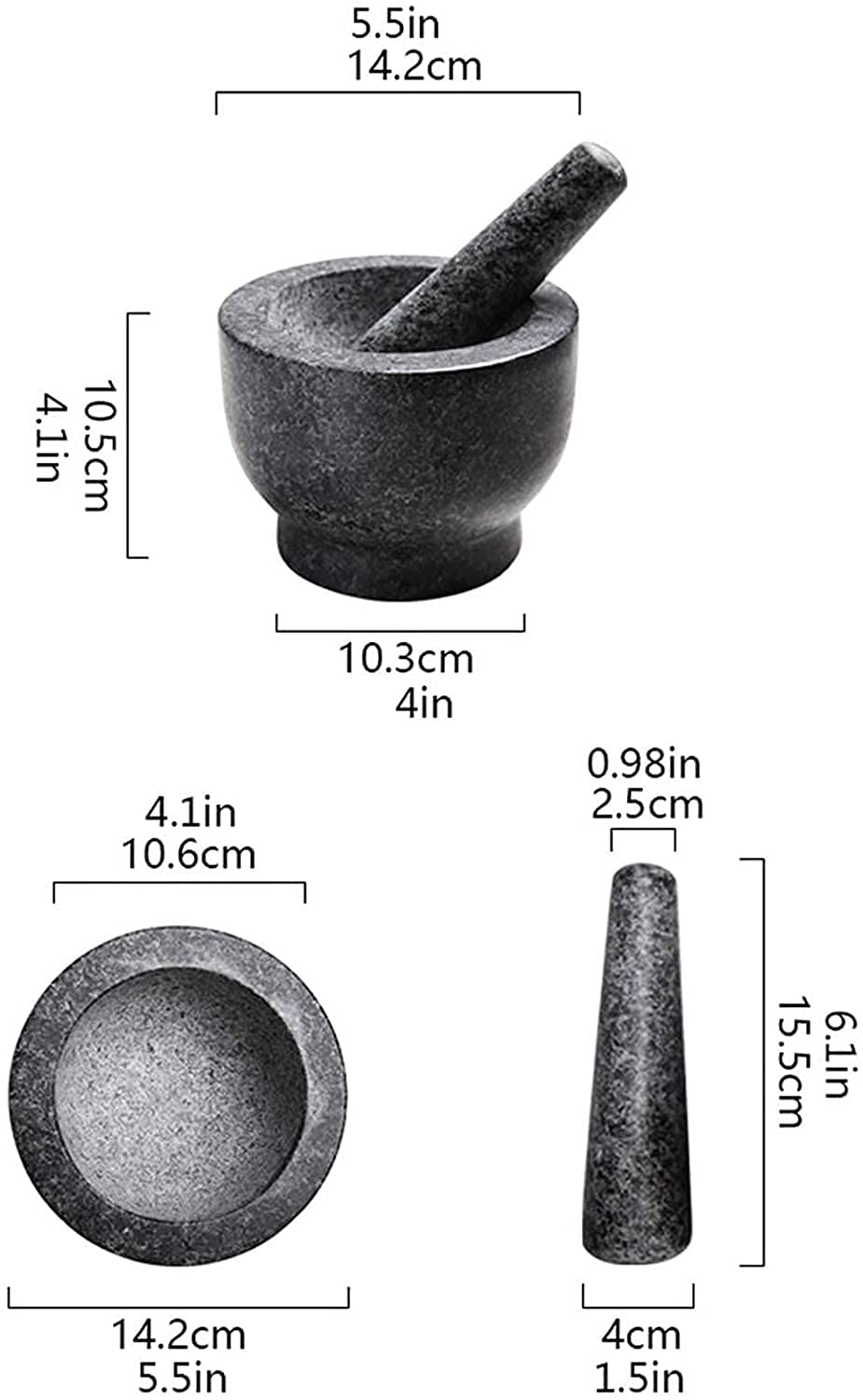 Ensemble mortier et Pilon en marbre Naturel, Bol à Guacamole, mortier Manuel rétro