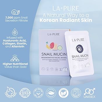 Amazon.com : LA PURE Snail Mucin Mask – 10ct Korean Sheet