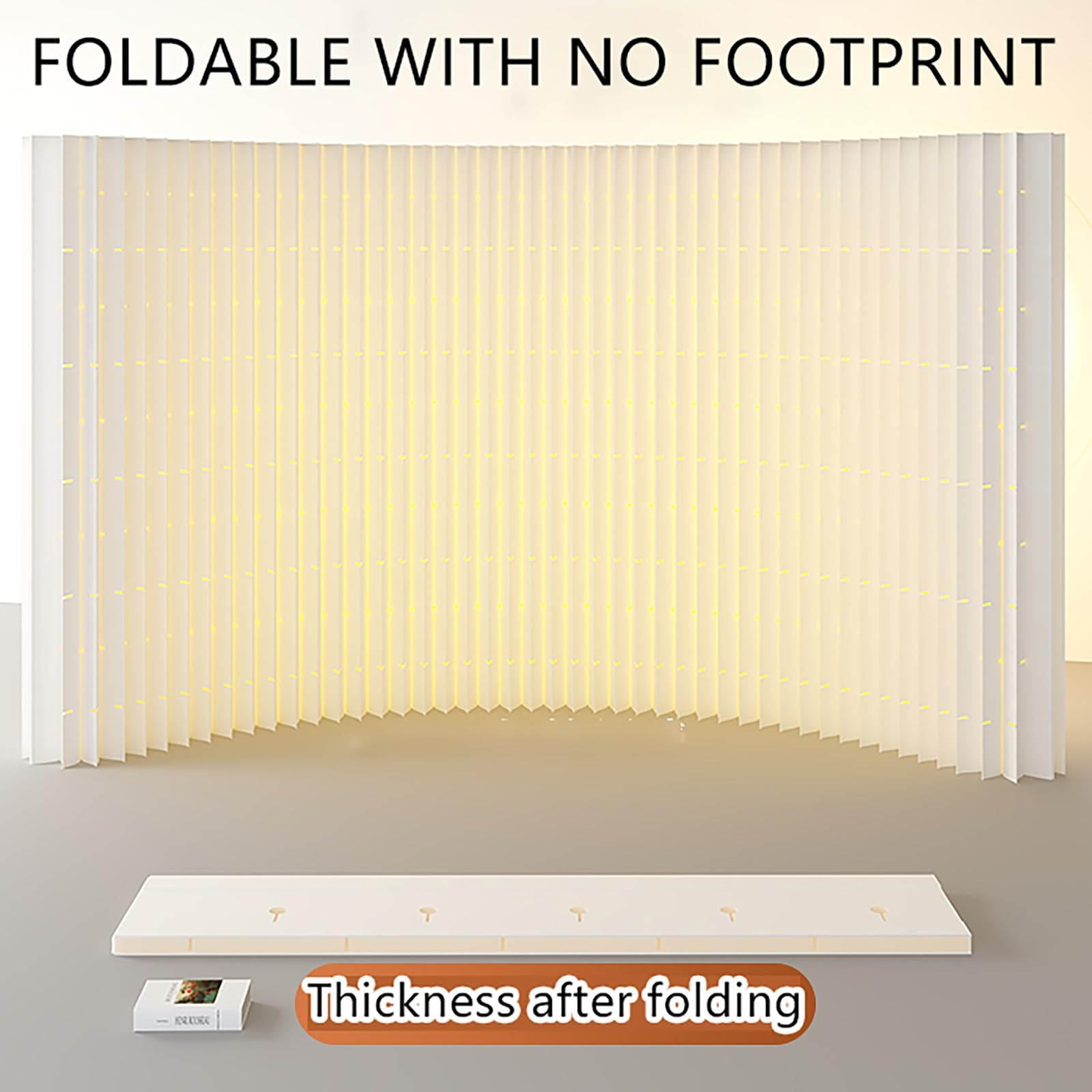 Separador de ambientes plegable con luces LED, pantalla de privacidad plegable, división de espacio ajustable para el hogar, oficina, estudio