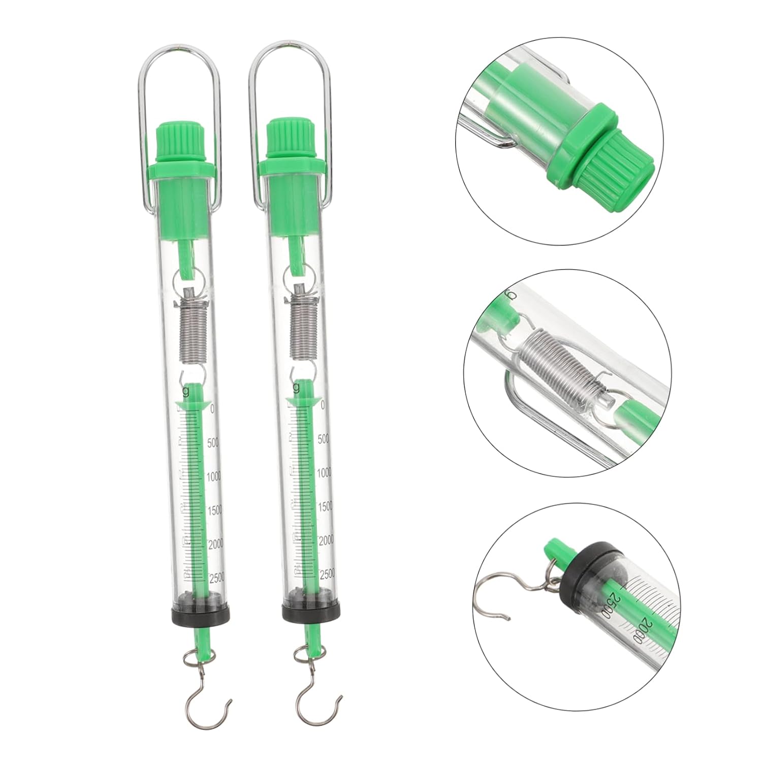 PRETYZOOM 2pcs Spring Balance Hook Mechanical Scale Cylinder Dynamometer 2.5kg/25N Hook Weighing Tool for Physics Experiments Laboratory and Education Random Color
