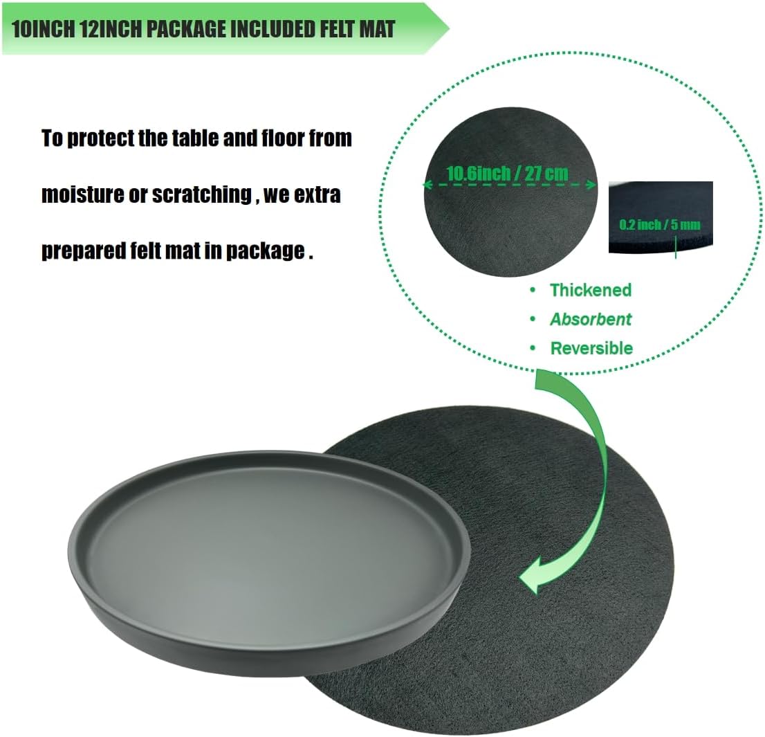Yukfona Ceramic Plant Saucer Pot Tray 10 Inch, Planter Saucers 4 5 6 7 8 9 10 11 12 13 Inch for Indoors Outdoor, Durable Sturdy Flower Drainage drip Water Tray for Glazed Pots Base (10.7 Inch-Grey)